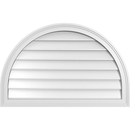 Ekena Millwork Round Top Surface Mount PVC Gable Vent w/ 2"W x 1-1/2"P Brickmould Frame, 34"W x 22"H GVPRT34X2202SN